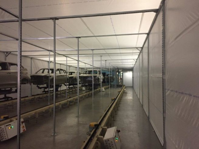 Fire Retardant Poly used as a paint booth liner