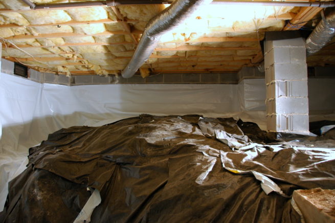 black white application used in a crawl space