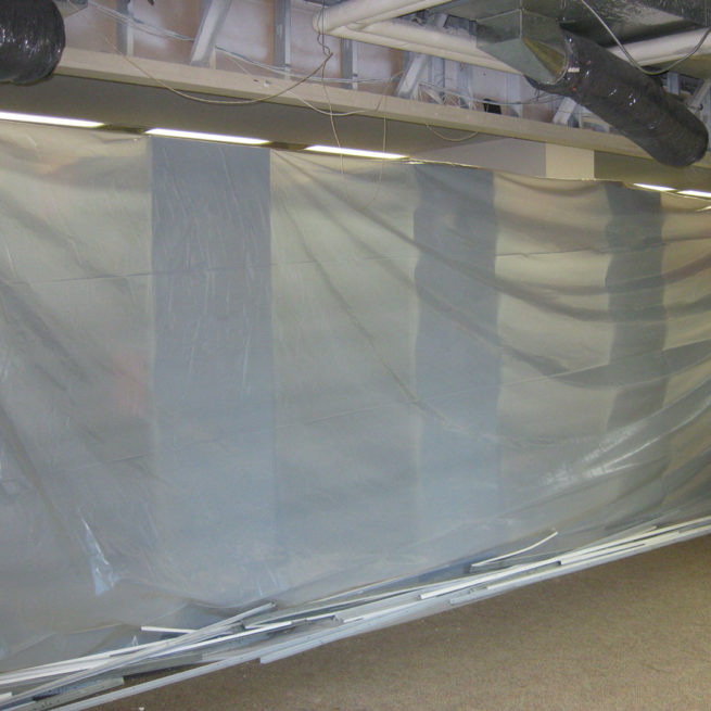 4 mil white fire retardant in an enclosure