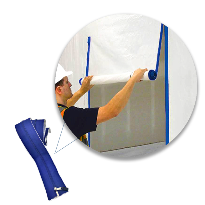 EasyZip HD zipper for plastic sheeting dust barrier doors