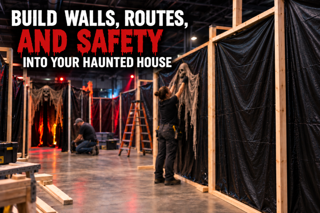 Build walls, routes, and safety into your haunted house