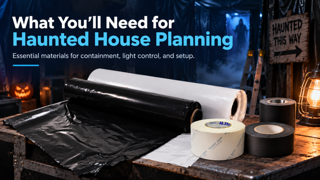Essential Materials for Haunted House Containment, light control, and set up
