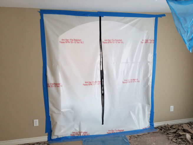 Antistatic fire retardant plastic sheeting in a renovation project