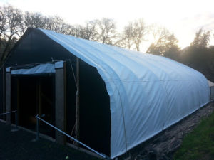 light deprivation tarp on greenhouse 1